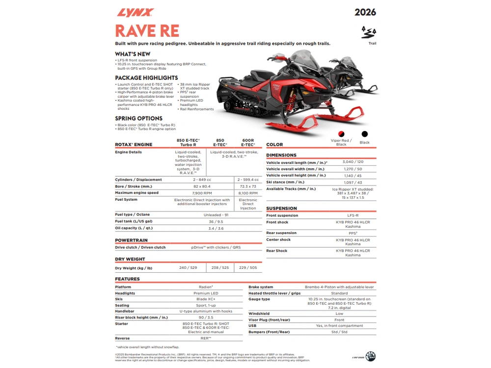2026 Lynx Rave Re 850r Black alt