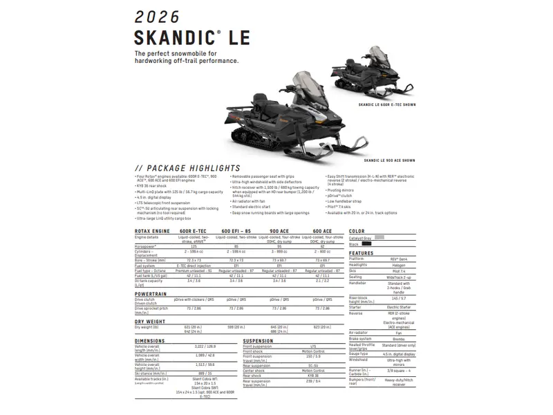 2026 Ski-Doo SKANDIC LE 20" 900 ACE Silent Cobra 1.5" E.S.