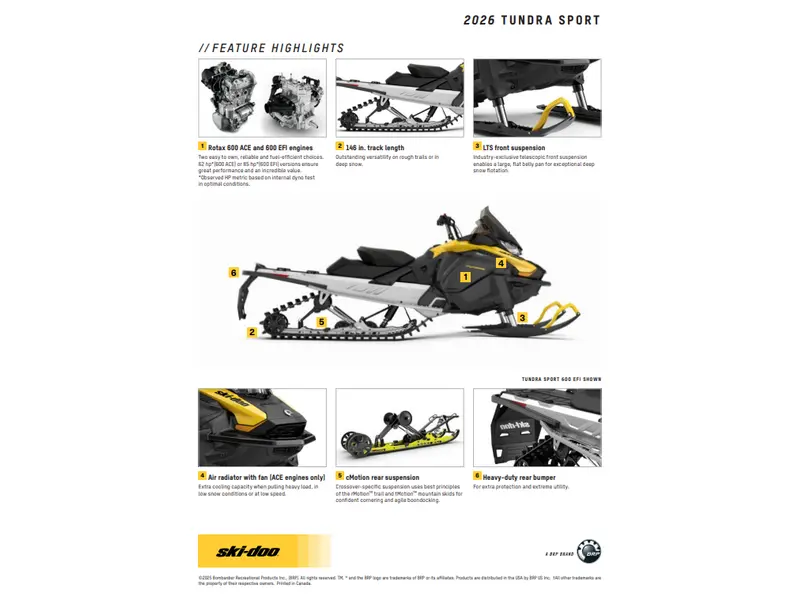 2026 Ski-Doo TUNDRA SPORT 600 ACE Cobra 1.6" E.S.