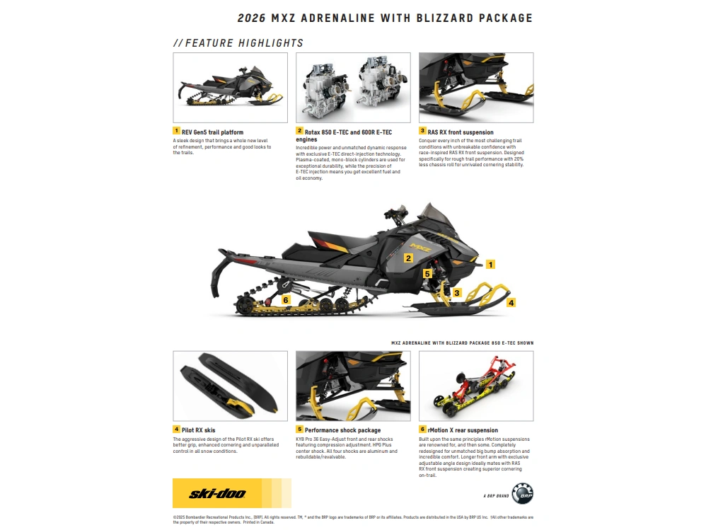 2026 Ski-doo Mxz Adr W/ Blizzard Pkg 137 850 E-tec Ice Ripper Xt 1.25" E.s. alt