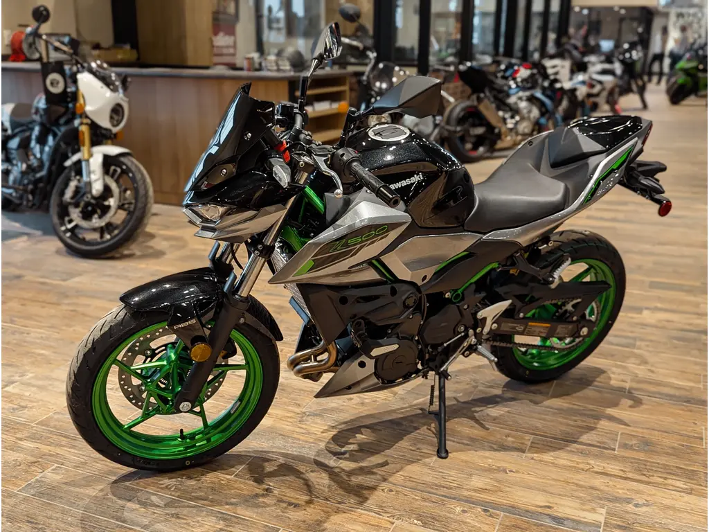 New 2025 Kawasaki Z500 SE // Metallic Moondust Gray/Metallic Spark