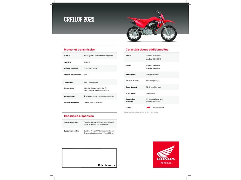 Honda Crf 110 F 2026 alt