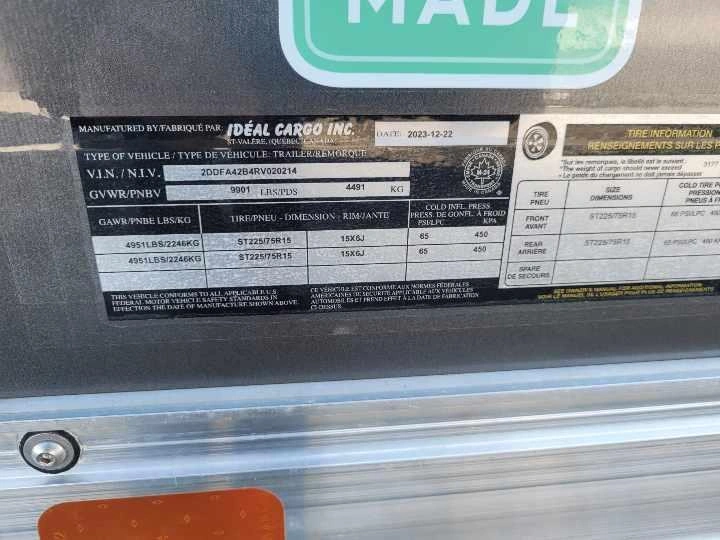 Ideal Cargo Idev8.516ta3 8.5 X 16 Evocore Porte Rampe 2024 alt