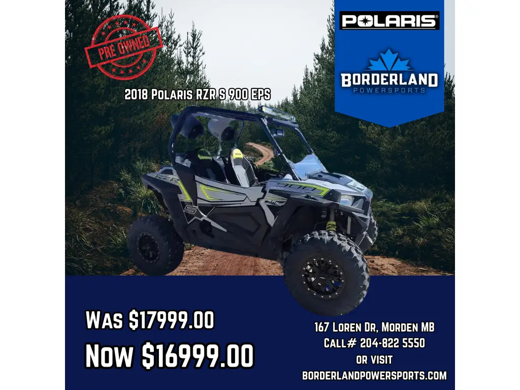 2018 Polaris RZR S 900 EPS GHOST GRAY