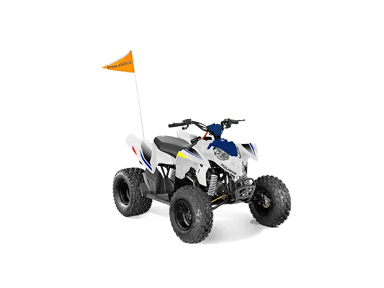Polaris OUTLAW 110 EFI - BRIGHT WHITE / BLUE 🌀 Quad junior sécuritaire style sport 🌀 2025