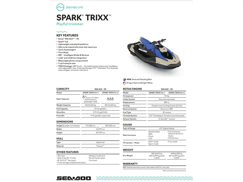 2025 Sea-Doo SPARK TRIXX 3UP WITH SOUND SYSTEM