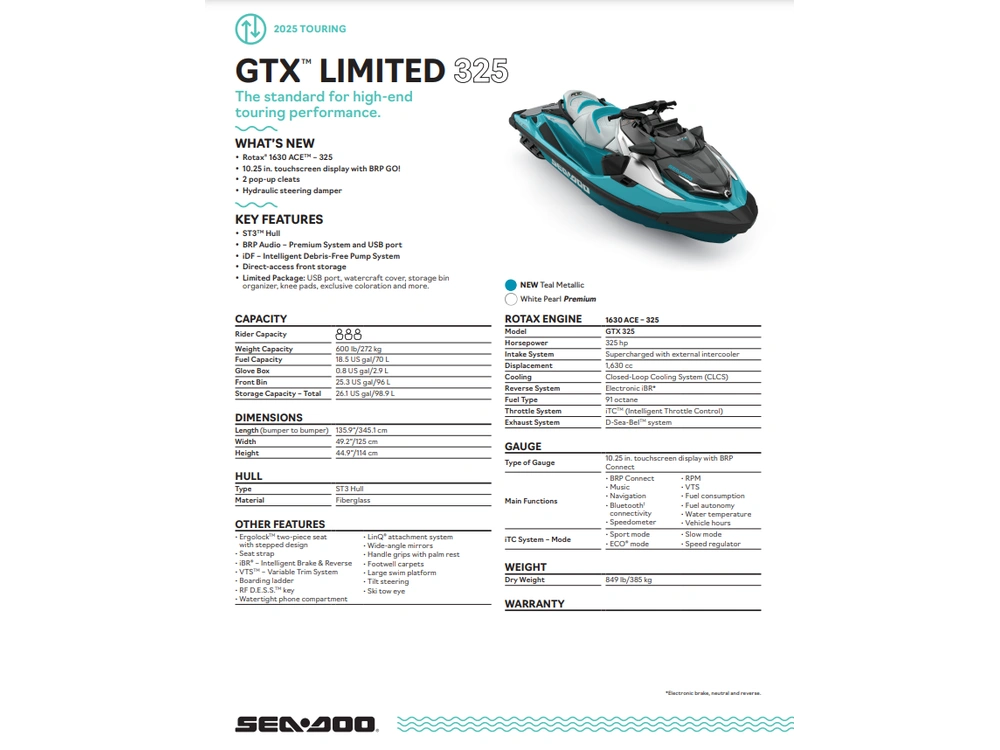 2025 Sea-doo Gtx Limited 325 alt