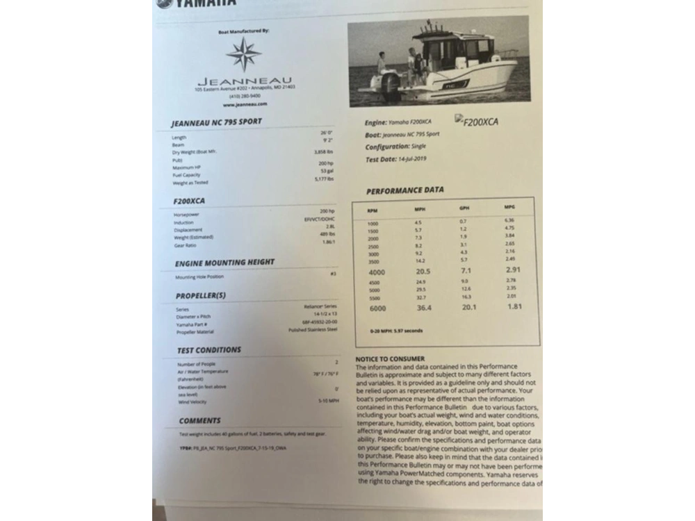 2019 Jeanneau Nc Sport 795