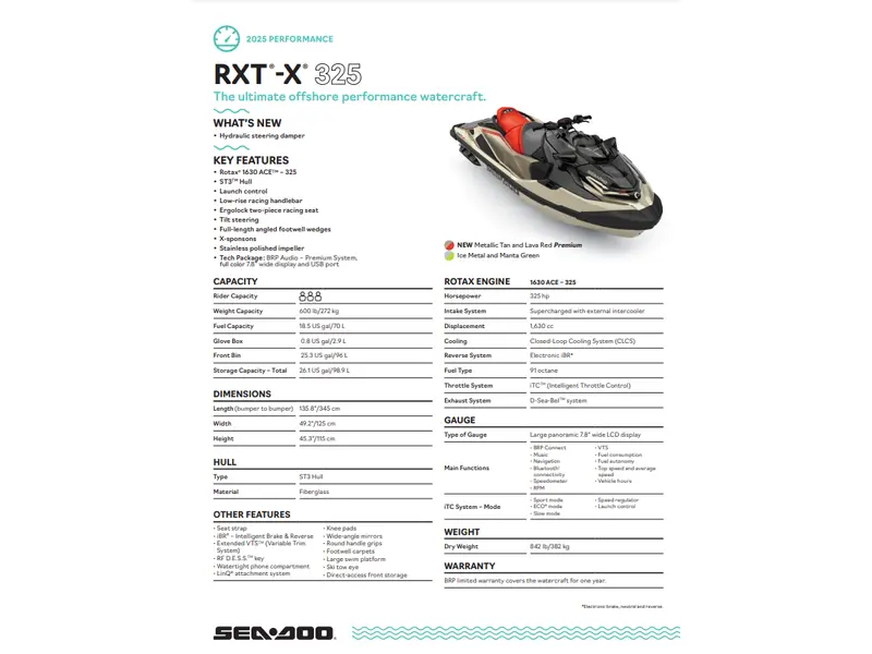 2025 Sea-Doo RXT X 325
