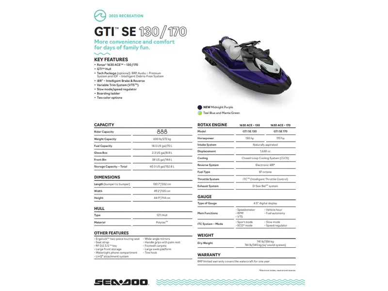 2025 Sea-Doo GTI SE 170 AUDIO