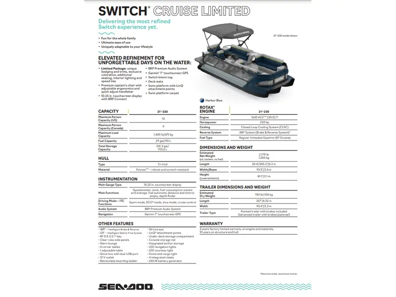 Sea-Doo Switch Cruise Limited 21' 230 55SL 2025
