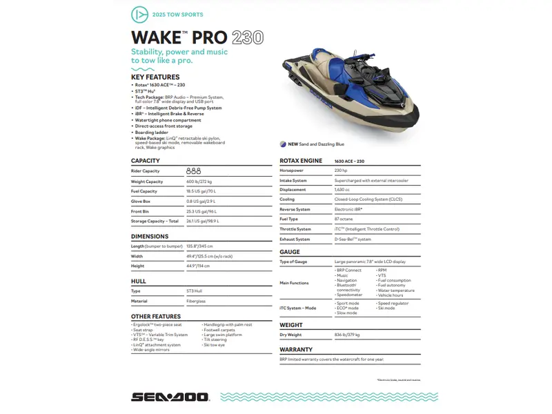 2025 Sea-Doo WAKE PRO 230