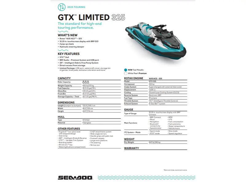 2025 Sea-Doo GTX LIMITED 325