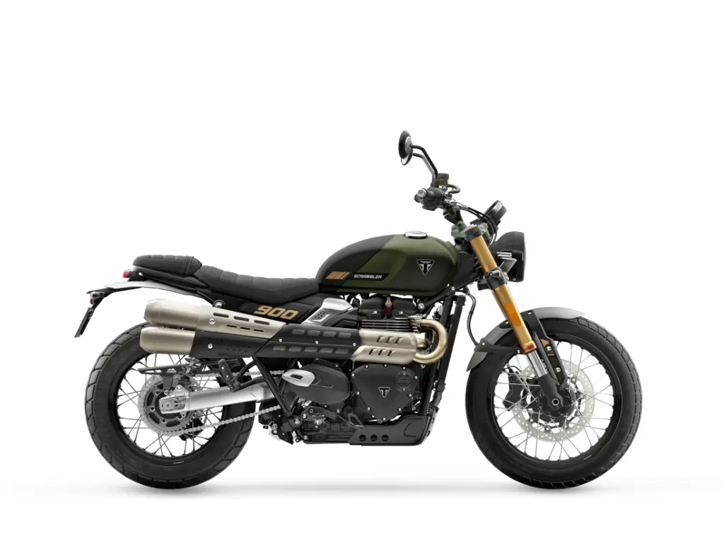 2026 Triumph Scrambler 900 // Matte Khaki Green/Matte Phantom Black 