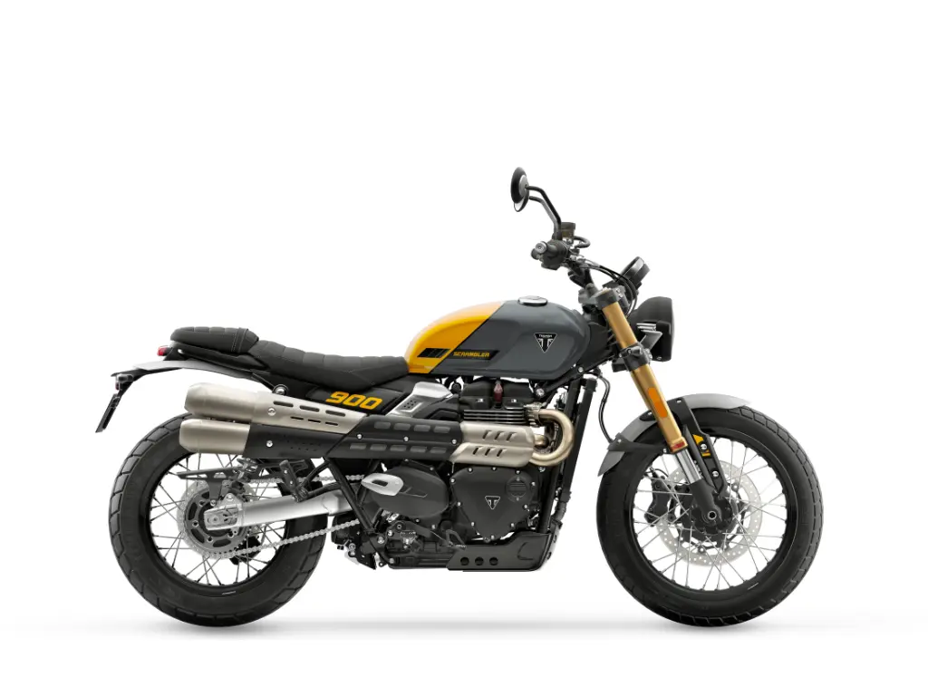 2026 Triumph Scrambler 900 // Mineral Grey/Cosmic Yellow 