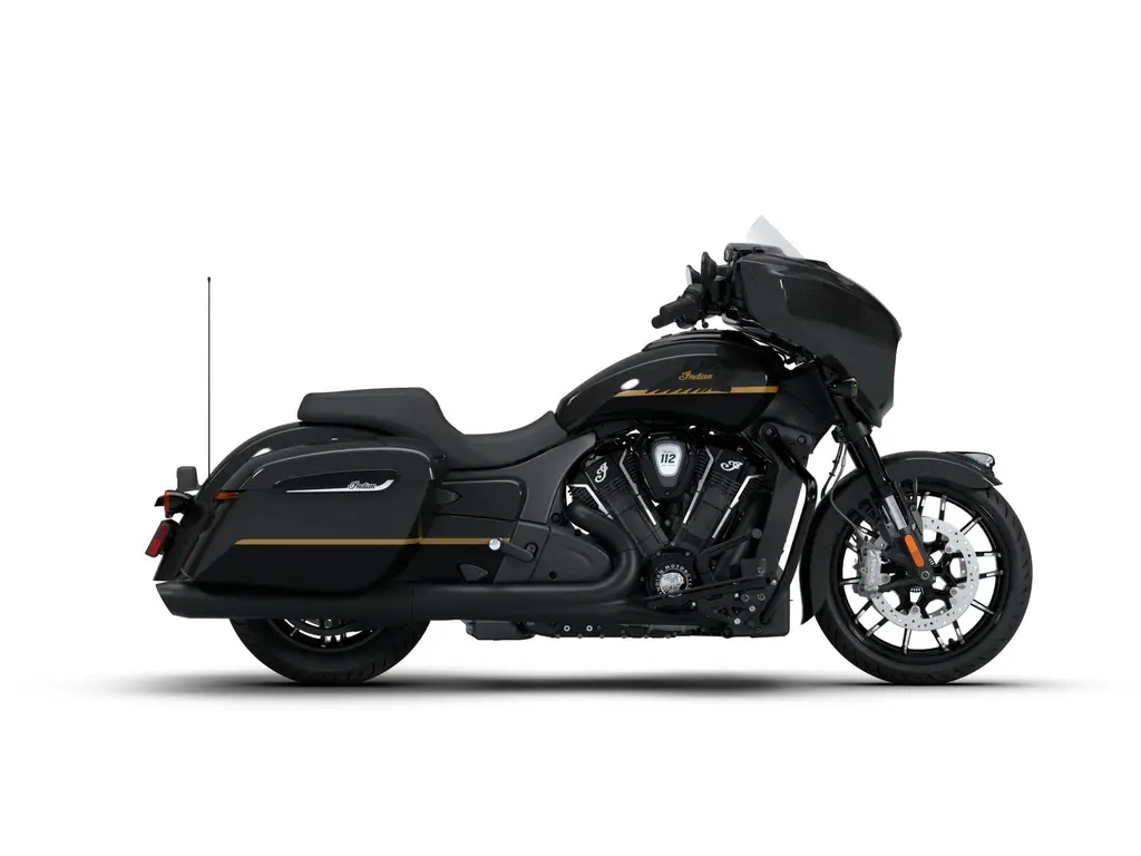 2026 Indian Motorcycle Chieftain PowerPlus Dark Horse 112 + PowerBand Audio Package // Black Crystal with Black Metallic and Championship Gold Accent 