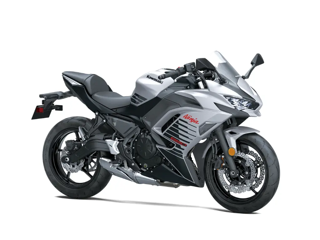 2026 Kawasaki Ninja 650 // Metallic Matte Whitish Silver/Metallic Flat Spark Black 