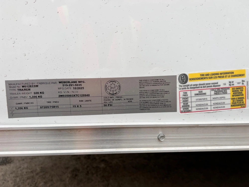 2026 Weberlane Weberlane 6x12+6'' Sa Avec 2 Portes alt