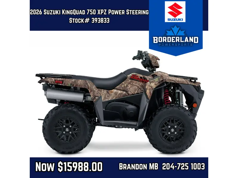 2026 Suzuki KingQuad 750 XPZ Power Steering - True Timer Kanati