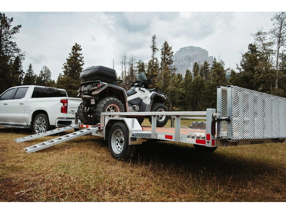 2025 Nordtek Landscape Trailer - 82" X 14' - 5k Single Axle Ld - Open Sides 5k Axle, Aluminum, Spare, Side Load Ramps alt