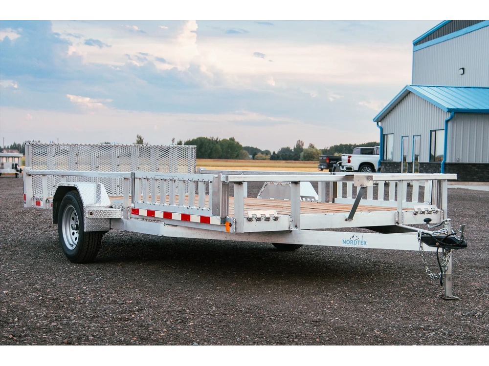 2025 Nordtek Landscape Trailer - 82" X 14' - 5k Single Axle Ld - Open Sides 5k Axle, Aluminum, Spare, Side Load Ramps alt