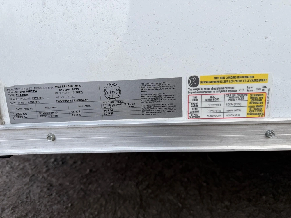 2026 Weberlane Weberlane 8.5x16 Ta3 Avec Rampe alt