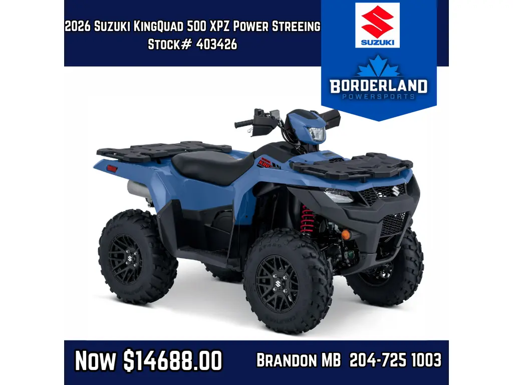 2026 Suzuki KingQuad 500 XPZ Power Streeing - Armoured Blue Grey 