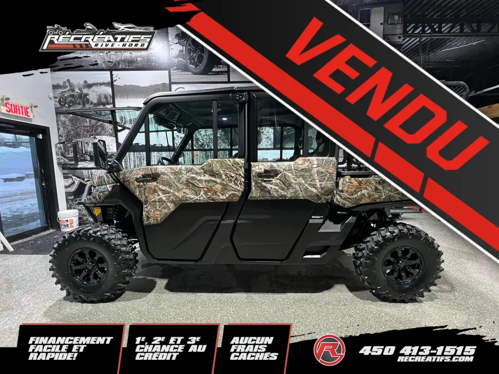 2024 Can-Am DEFENDER HD10 MAX LIMITED CAB  MOSSY OAK - **CHAUFFÉE ET CLIMATISÉ 6PLACES!!