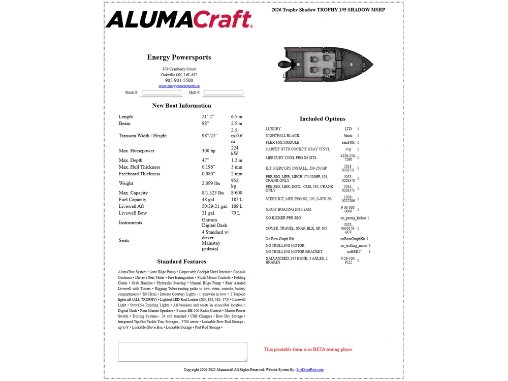 2026 Alumacraft Trophy 195x Sport Fsx Shadow Series alt