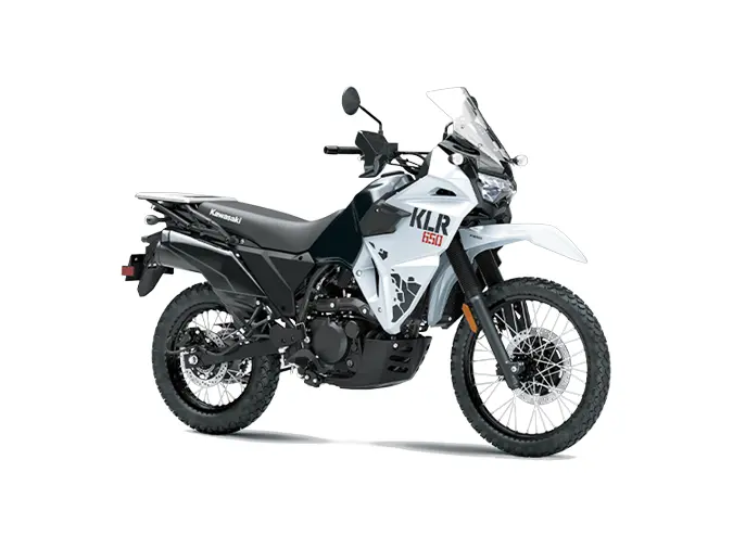 2025 Kawasaki KLR650 ABS // Pearl Crystal White/Metallic Carbon Gray 