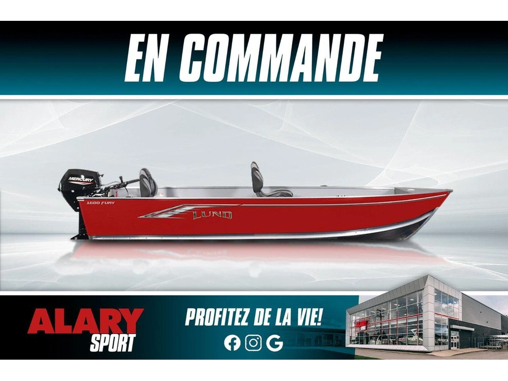 2026 Lund 1600 Fury Tiller + Mercury 40 Hp & Remorque alt