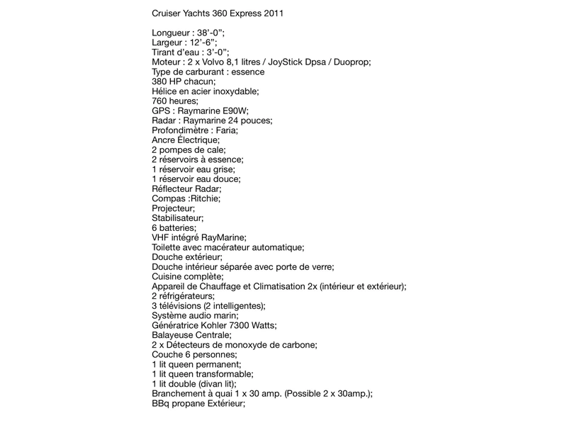 2011 Cruisers Yachts 360 Express alt