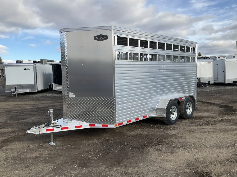 2027 Aghaul 6'6"x16 Plus V-nose Aluminum Livestock Trailer alt