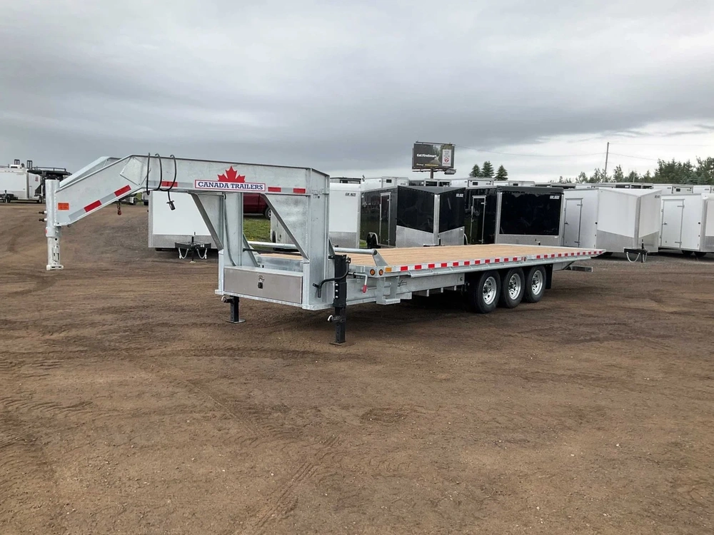 2026 Canada Trailers 8.5x26 10.5 Ton Galvanized Gooseneck Hydraulic Tilt Trailer alt
