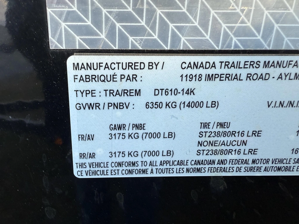 2022 Canada Trailers Dt610-14k alt