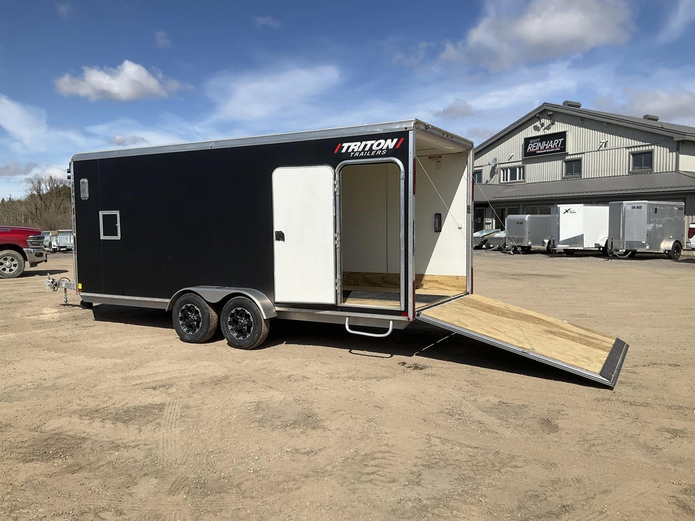 2020 Triton 7x18 Plus V-nose Pr187 All Aluminum Snowmobile Trailer alt