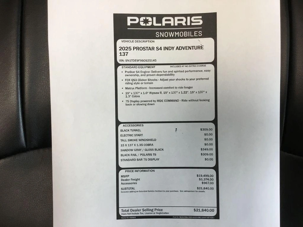 2025 Polaris Prostar S4 Indy Adventure 137 Storm Gray / Indy Red alt