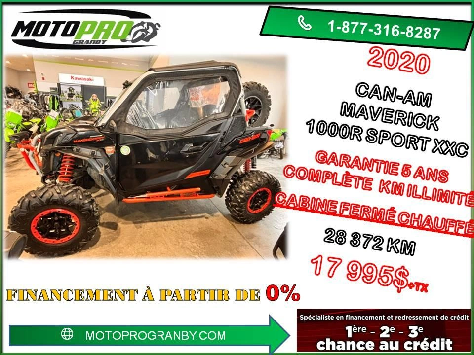 2020 Can-am Maverick 1000r Sport Xxc Tout Équipé Chauffé Et Garantie 5 Ans Complete Km Illimité alt