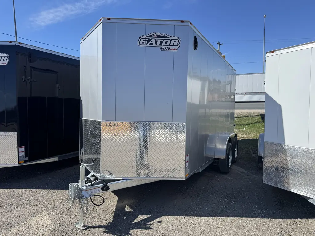 2026 Gator ELITE ENCLOSED TRAILER,7X14,V-NOSE,REAR RAMP,SILVER 