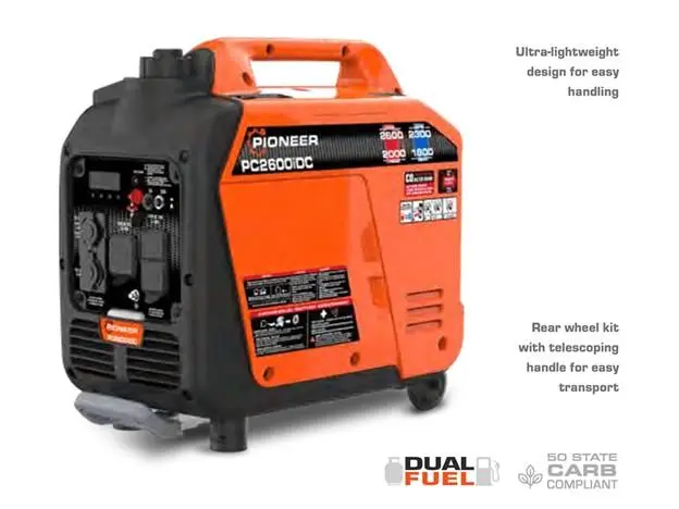 2026 Pioneer 2600 Watt Dual Fuel Inverter Genera 