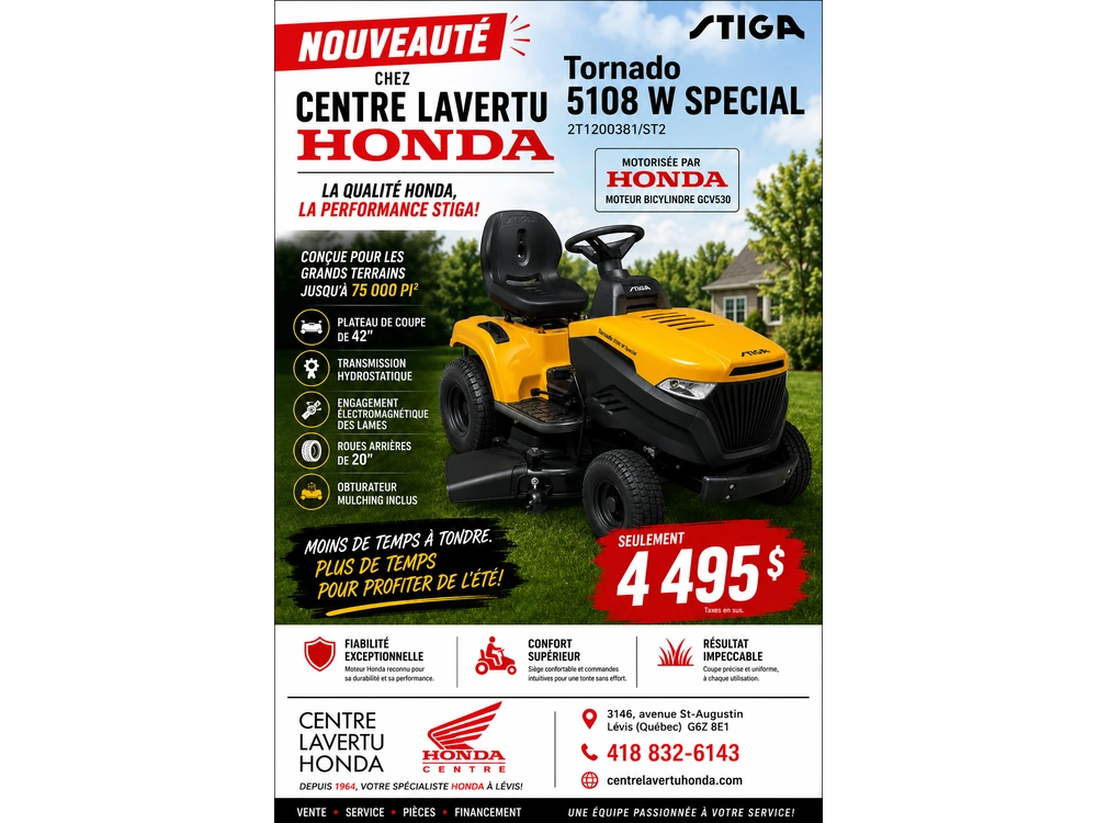 Stiga Tornado 5108 W Special Motorisé Par Honda 2026 alt