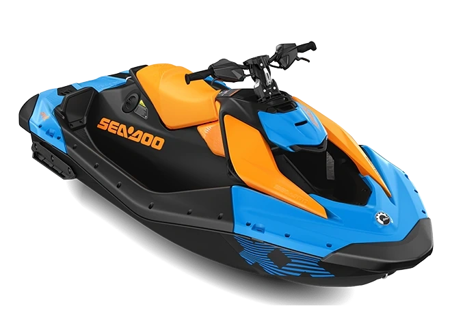 2026 Sea-Doo SPARK TRIXX 1UP IBR "Gulfstream Blue / Orange Crush  (Sound System)"