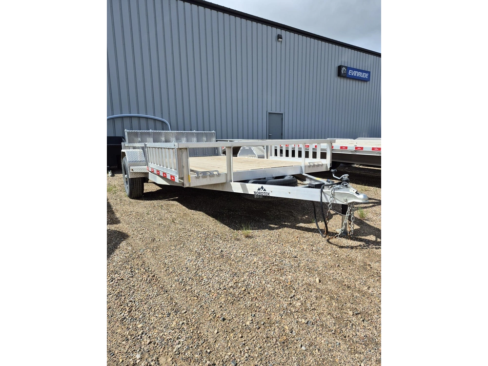 2026 Nordtek Landscape Trailer - 82" X 12' - 5k Single Axle Ld - Open Sides 5k Axle, Aluminum, Spare Tire, Side Load Ramps alt
