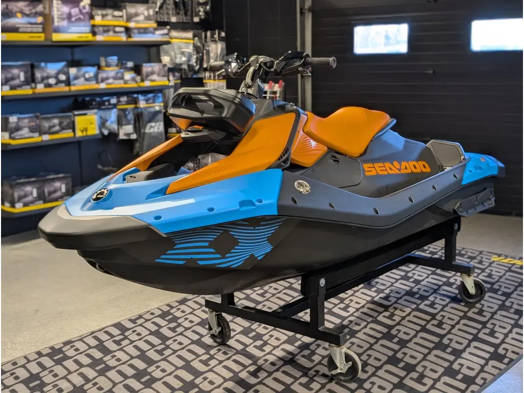 2026 Sea-Doo Spark Trixx 1up with Audio - Gulfstream Blue and Orange Crush 