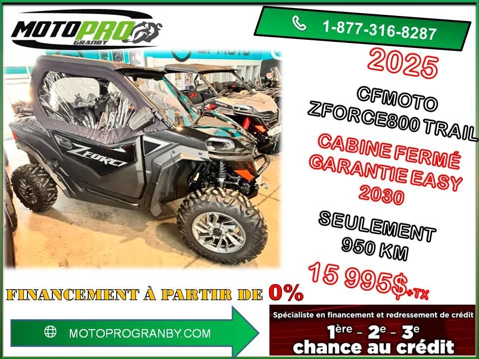 2025 Cfmoto Zforce 800 Trail Zforce800 Trail 50po Zforce 800 Cabine Fermé Garantie Complete 2030 alt