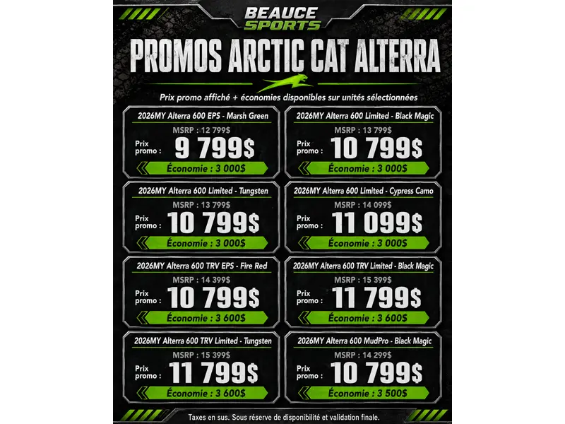 Arctic Cat Prowler 800 Xt Tungsten 🎯 Utv Chasse Travail Defender Ranger Mule Pro Terrain Boisé Polyvalent 🟢 2026 alt
