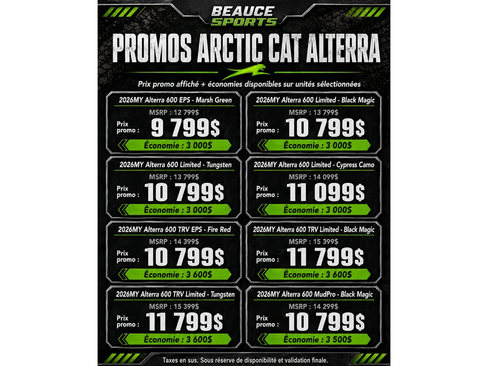 2026 Arctic Cat Alterra 600 Limited 49 Bm | 🌍 Concurrents : Grizzly 700 / Cforce 600 🌍 | alt