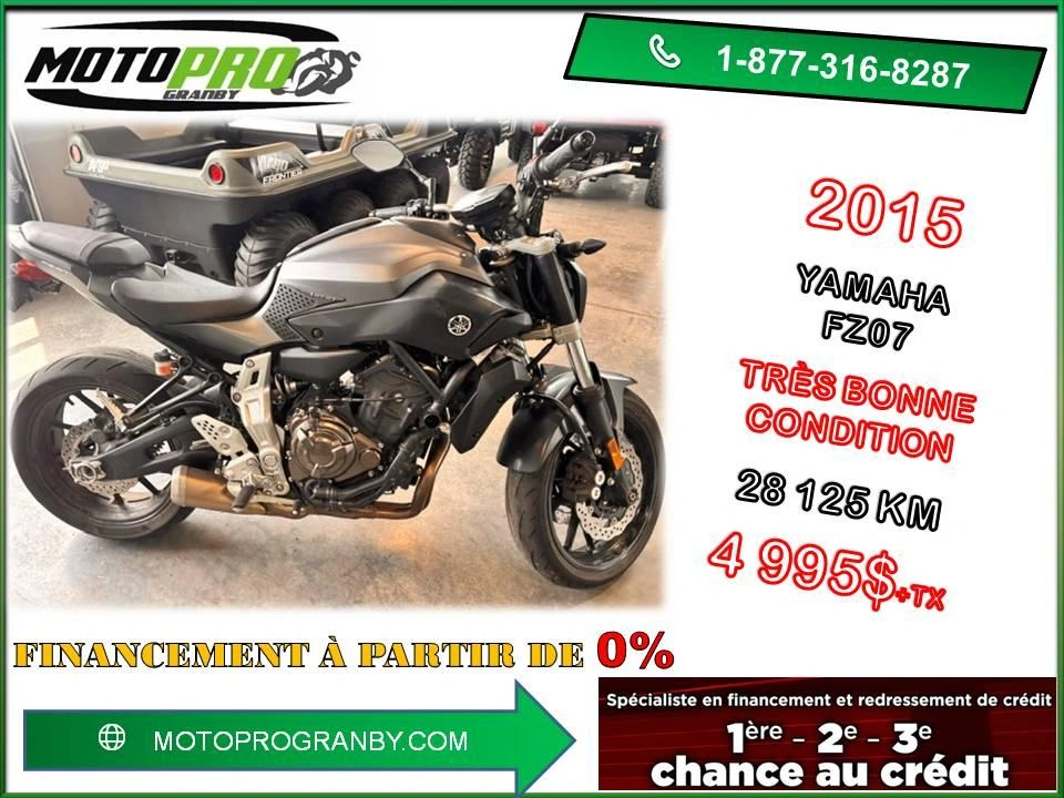 2015 Yamaha Fz07 Fz07 Fz 07 Bon État Z650 alt