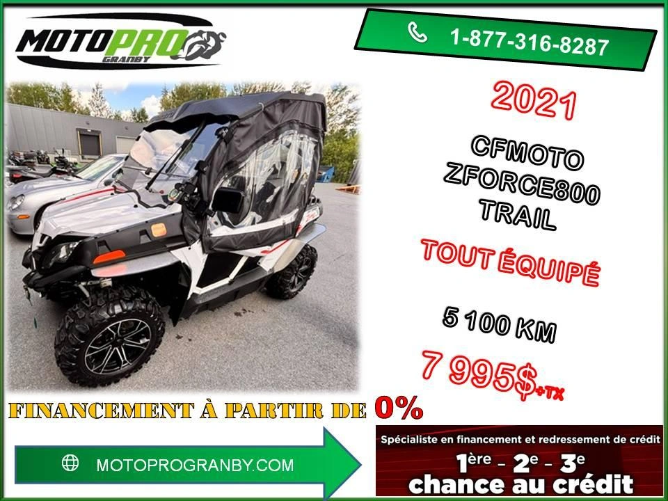 2021 Cfmoto Zforce 800 Trail Zforce800 Trail 50po Zforce 800 Financement 0% alt