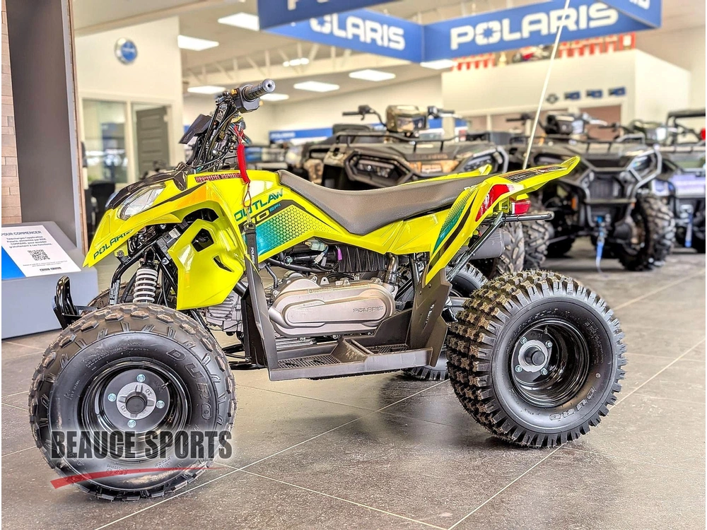 Polaris Outlaw 110 Lime Squeeze 🎯 Vtt Enfant Débutant Sécuritaire Apprentissage Drx90 Kfx90 Contrôle Parent 🟢 2026 alt